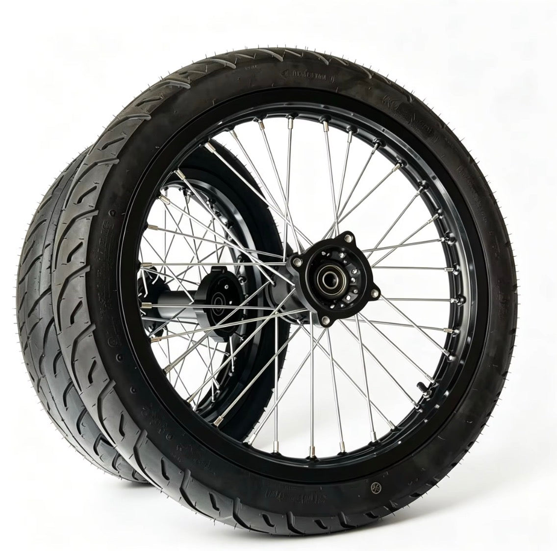 Chrome & Black 17/14 Supermoto Wheelsets - Strike│Yozma│Tuttio│Valintsu