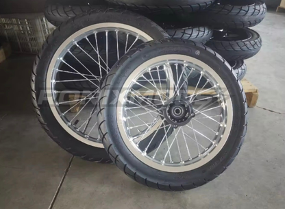 Chrome & Black 17/14 Supermoto Wheelsets - Strike│Yozma│Tuttio│Valintsu